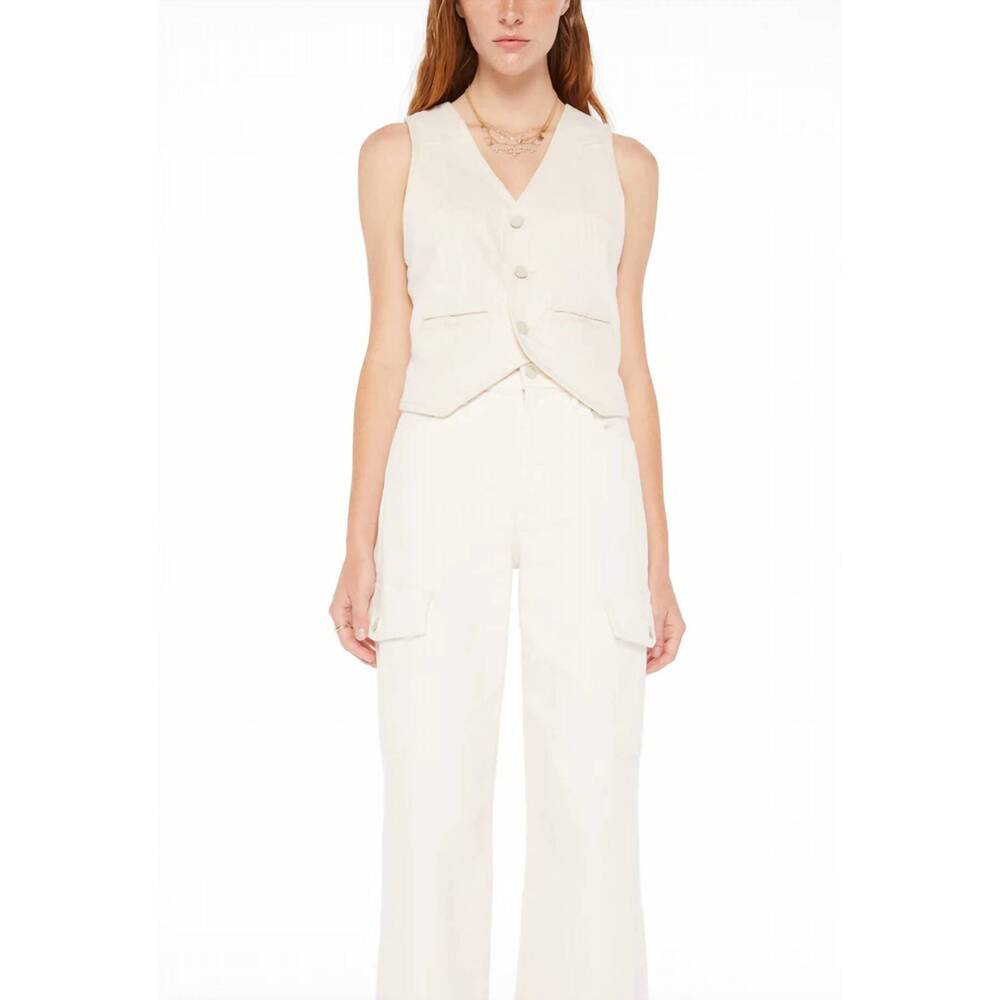 NEW MOTHER masked rider act natural vest in creamy off white